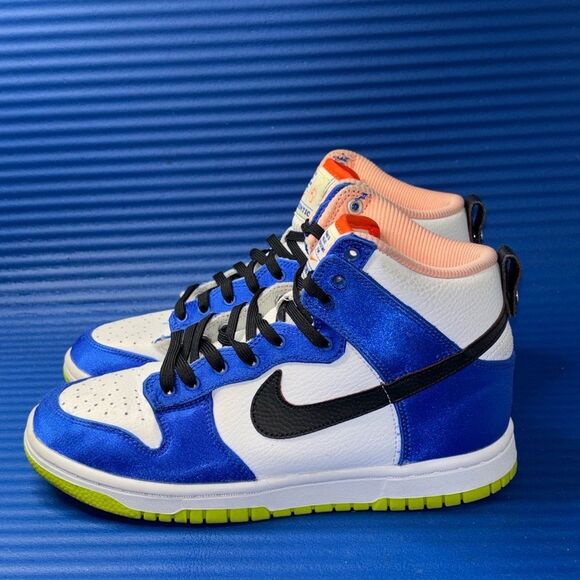 Size 8- Women’s Nike Dunk High Satin RacerBlue/White/Black DV2185-100 - Picture 2 of 8